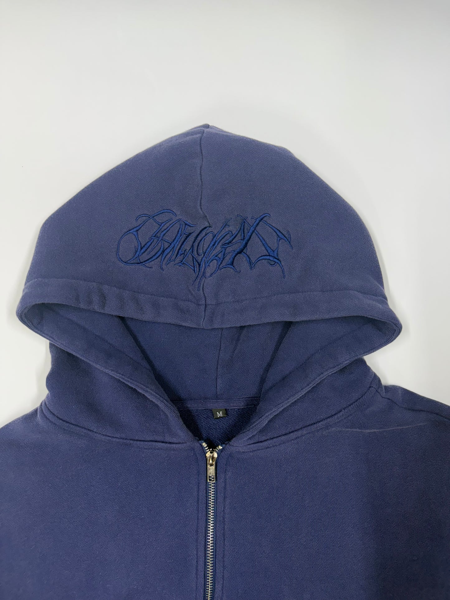 Blue Embroidered Hoodie .