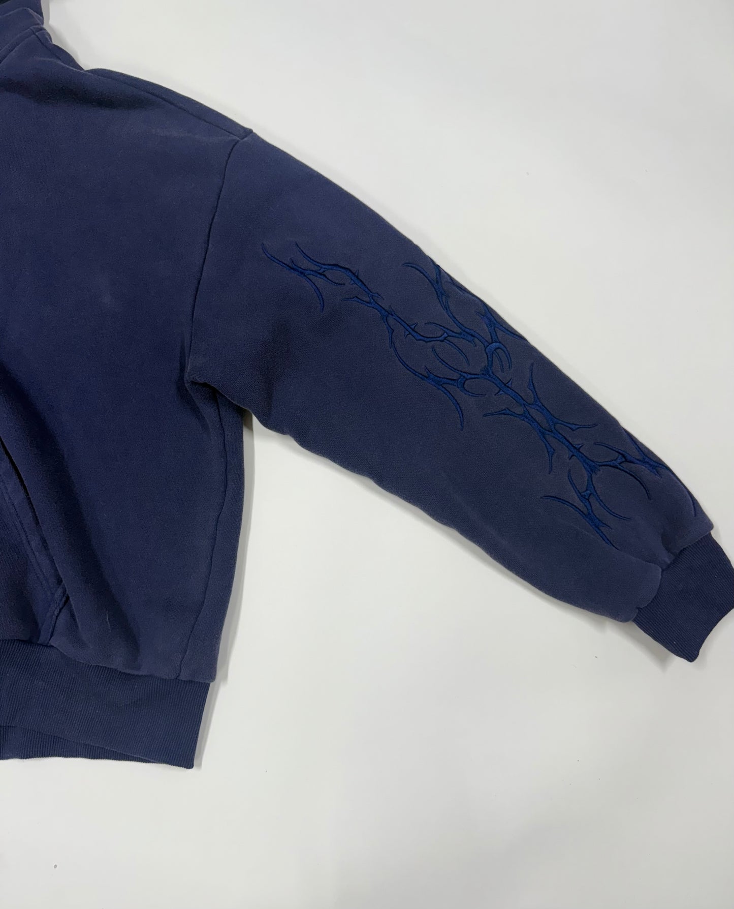 Blue Embroidered Hoodie .